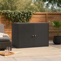 Outdoor Storage Cabinet, Solid Acacia Wood, 39 Inch Black PE Rattan -BM325920