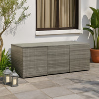 Outdoor Storage Box with Gas Lift, 71 Inch Rectangular, Gray Rattan -BM325921
