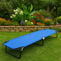 Zena Outdoor Foldable Sun Chaise Lounger 75inch, Steel, Blue Polyester -BM325922