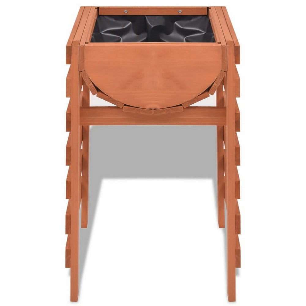 Outdoor Planter with Standing Slatted Design, Natural Brown Fir Wood -BM325927