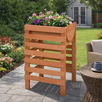 Outdoor Planter with Standing Slatted Design, Natural Brown Fir Wood -BM325927