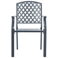 Stackable Outdoor Dining Chair Set of 2, Mesh Black Steel, 17 Inch -BM325930