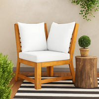 Outdoor Modular Sectional Corner Sofa Wedge Seat, Slatted Acacia Wood -BM325935