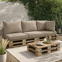 Paom 3pc Outdoor Pallet Cushions, Hollow Fiber, Taupe Oxford Fabric -BM325942