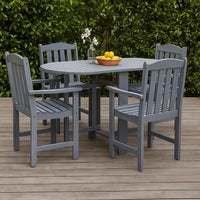 Oval Outdoor Dining Table, Foldable Design, 48 Inch, Gray Acacia Wood -BM325949