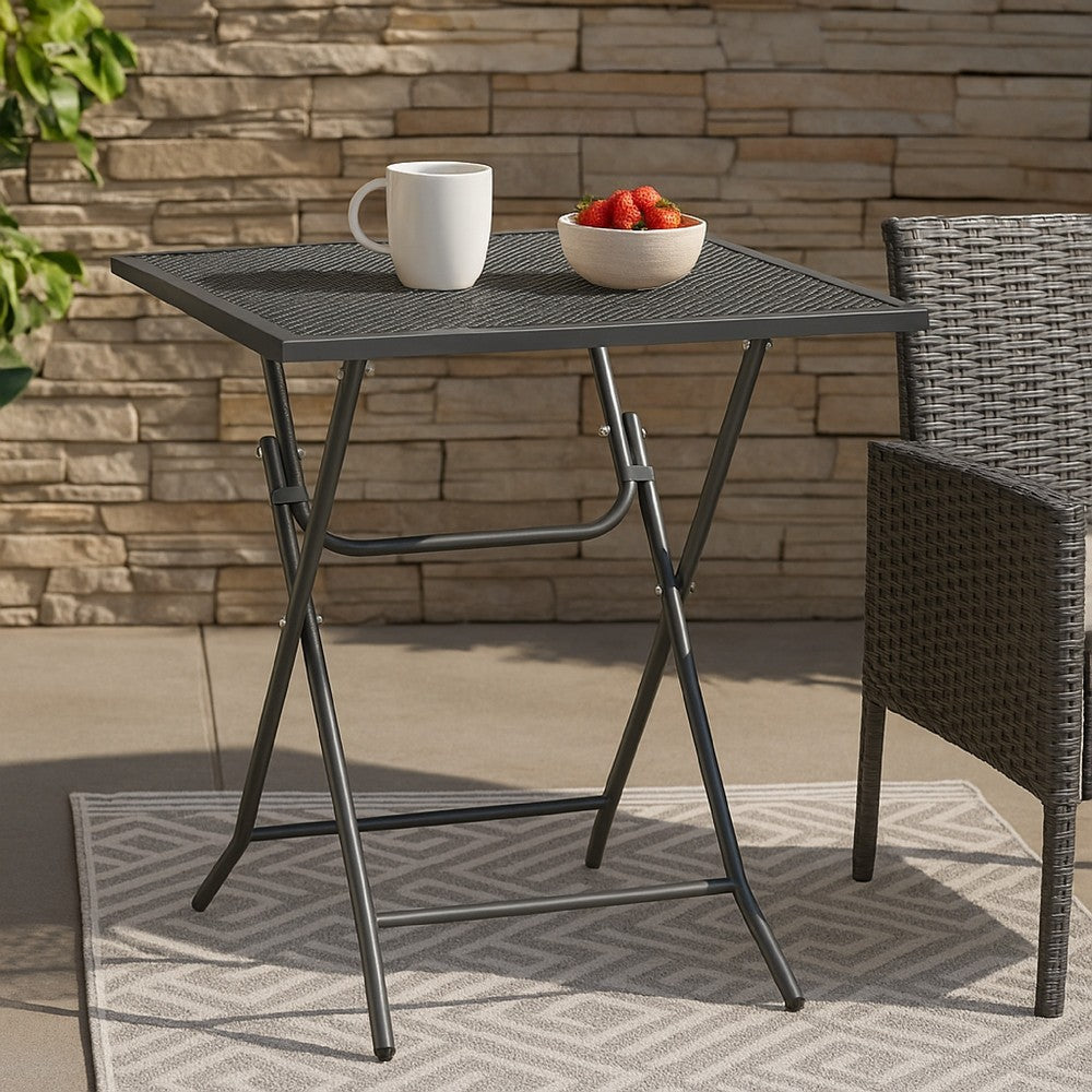 Zofi Outdoor Dining Breakfast Bistro Table, Foldable Mesh Top, Gray -BM325951