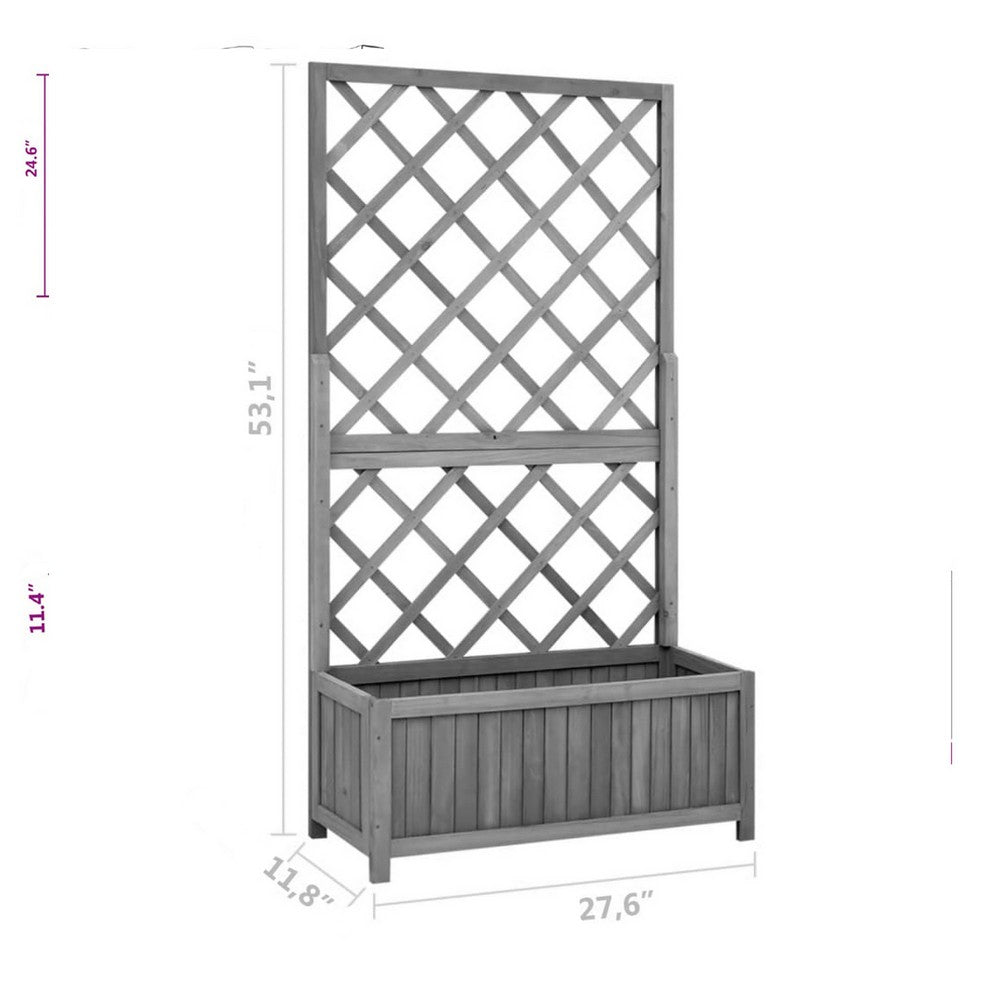 Madie Outdoor Garden Planter, Trellis Design, 53 Inch Black Fir Wood -BM325955