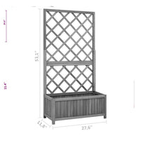 Madie Outdoor Garden Planter, Trellis Design, 53 Inch Black Fir Wood -BM325955