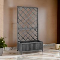Madie Outdoor Garden Planter, Trellis Design, 53 Inch Black Fir Wood -BM325955