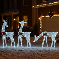 Outdoor 3 Reindeer Christmas Decoration, 90 Cool White LEDs, Steel -BM325958