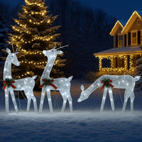 Outdoor 3 Reindeer Christmas Decoration, 90 Cool White LEDs, Steel -BM325958