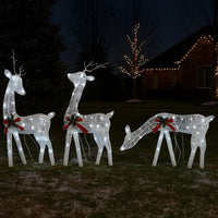 Outdoor 3 Reindeer Christmas Decoration, 90 Cool White LEDs, Steel -BM325958