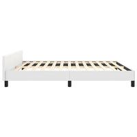 Queen Size Bed, White Faux Leather Upholstered Headboard, Wood Slats -BM325967