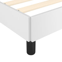 Queen Size Bed, White Faux Leather Upholstered Headboard, Wood Slats -BM325967