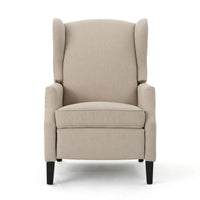 Nora Manual Recliner Lounge Chair, Wingback, Nailhead Trim, Beige -BM325973