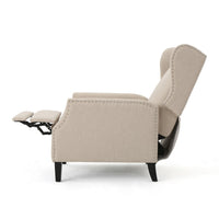 Nora Manual Recliner Lounge Chair, Wingback, Nailhead Trim, Beige -BM325973