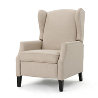 Nora Manual Recliner Lounge Chair, Wingback, Nailhead Trim, Beige -BM325973