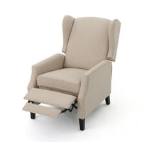 Nora Manual Recliner Lounge Chair, Wingback, Nailhead Trim, Beige -BM325973