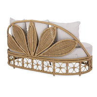 Outdoor Sofa Daybed, PE Rattan Woven Frame, Cushions, Natural Brown -BM325974