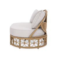 Outdoor Sofa Daybed, PE Rattan Woven Frame, Cushions, Natural Brown -BM325974