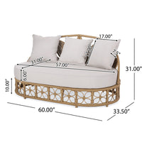 Outdoor Sofa Daybed, PE Rattan Woven Frame, Cushions, Natural Brown -BM325974