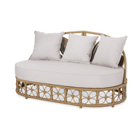 Outdoor Sofa Daybed, PE Rattan Woven Frame, Cushions, Natural Brown -BM325974