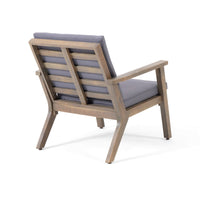 Elin Outdoor Club Chair Set of 2, Acacia Wood Frame, Gray Cushions -BM325976