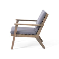 Elin Outdoor Club Chair Set of 2, Acacia Wood Frame, Gray Cushions -BM325976