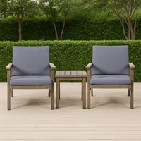Elin Outdoor Club Chair Set of 2, Acacia Wood Frame, Gray Cushions -BM325976