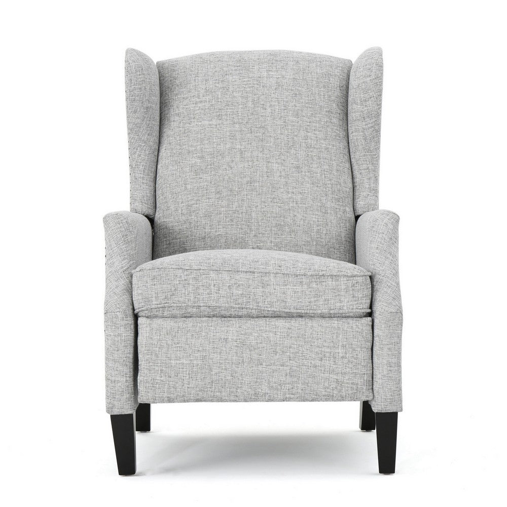 Nora Manual Recliner Lounge Chair, Wingback, Nailhead Trim, Gray -BM325977