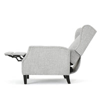 Nora Manual Recliner Lounge Chair, Wingback, Nailhead Trim, Gray -BM325977