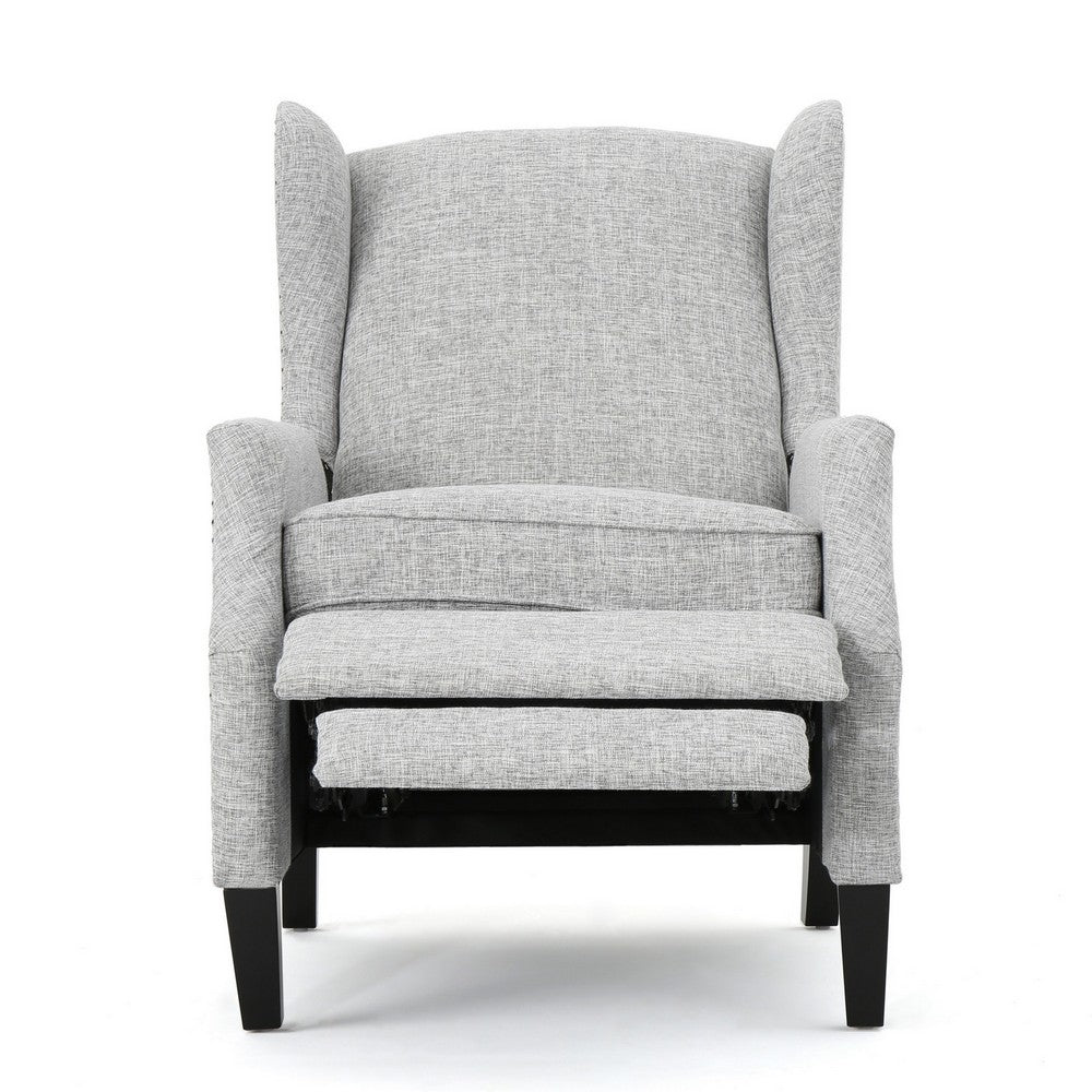 Nora Manual Recliner Lounge Chair, Wingback, Nailhead Trim, Gray -BM325977
