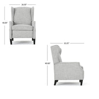 Nora Manual Recliner Lounge Chair, Wingback, Nailhead Trim, Gray -BM325977