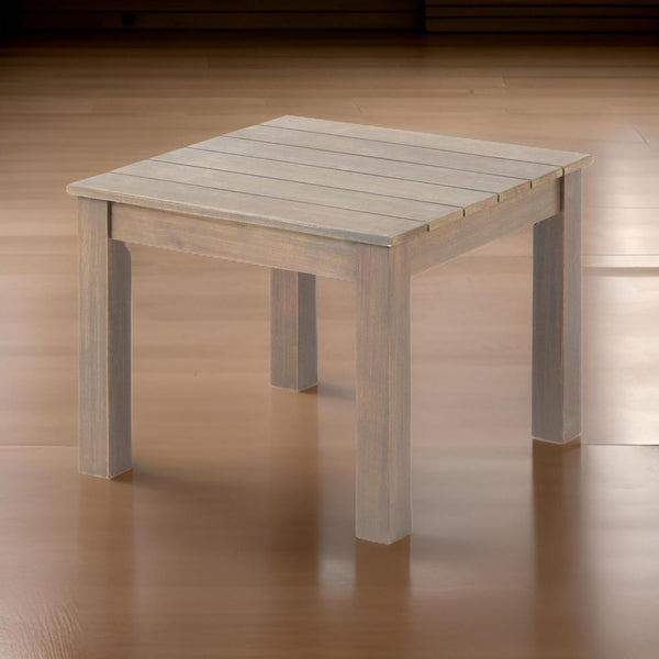 Elin Side End Table, 20 Inch Slatted Square Top, Brown Acacia Wood -BM325978