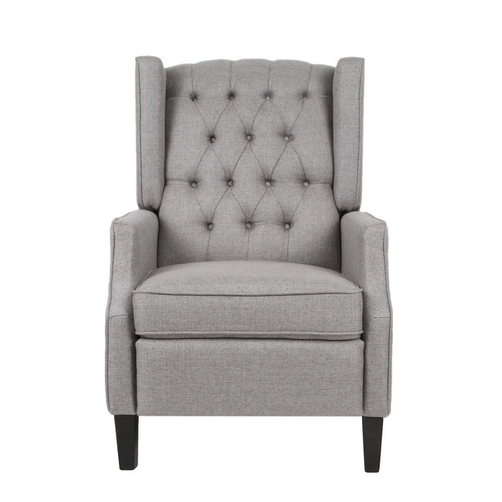 Octa Manual Recliner Chair, Button Tufted Wingback Design, Dark Gray -BM325983