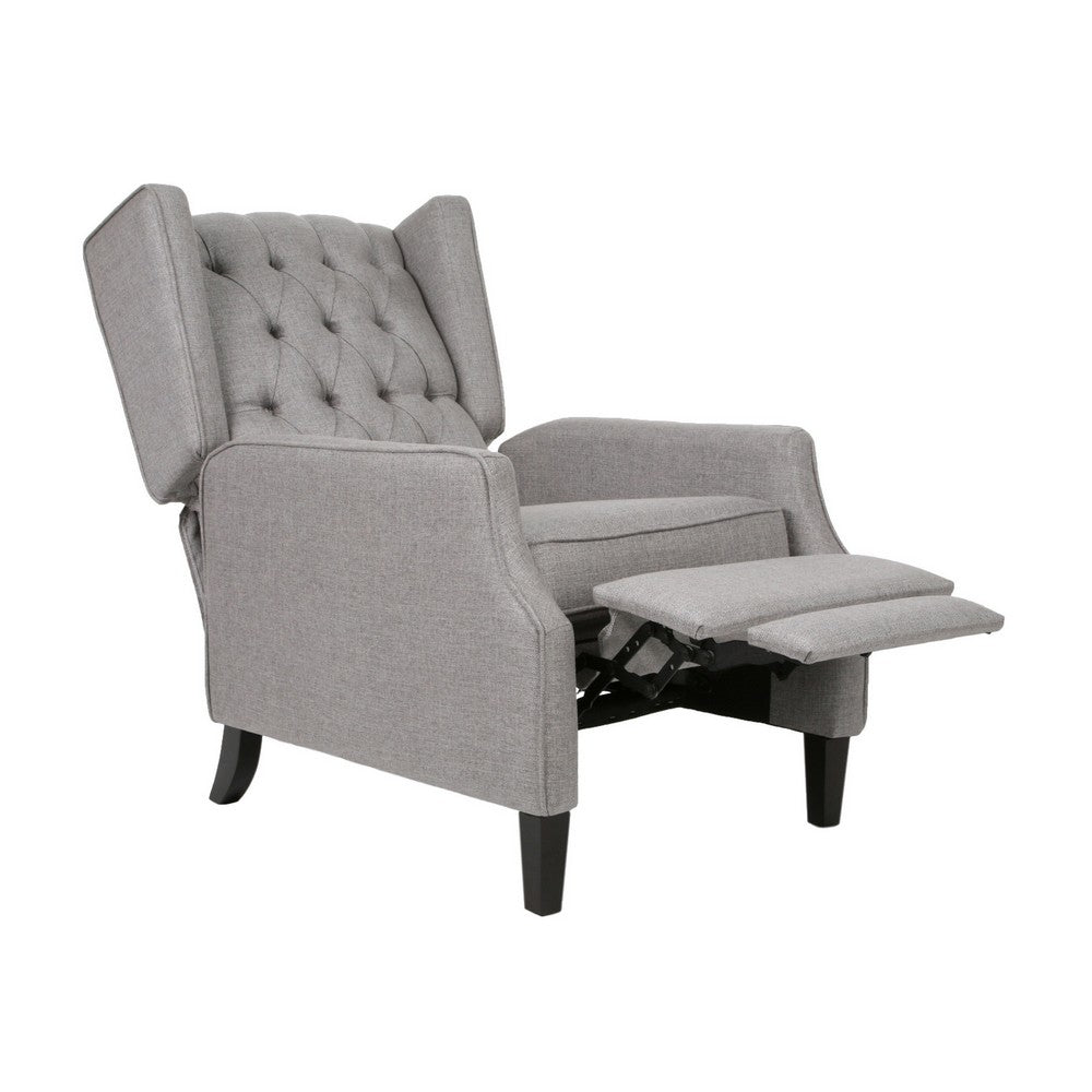 Octa Manual Recliner Chair, Button Tufted Wingback Design, Dark Gray -BM325983