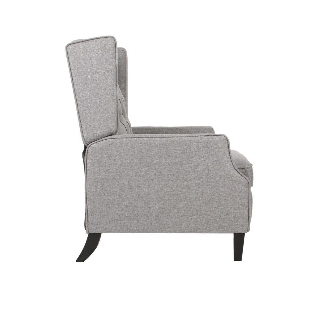 Octa Manual Recliner Chair, Button Tufted Wingback Design, Dark Gray -BM325983
