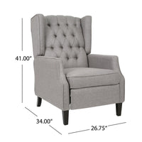 Octa Manual Recliner Chair, Button Tufted Wingback Design, Dark Gray -BM325983