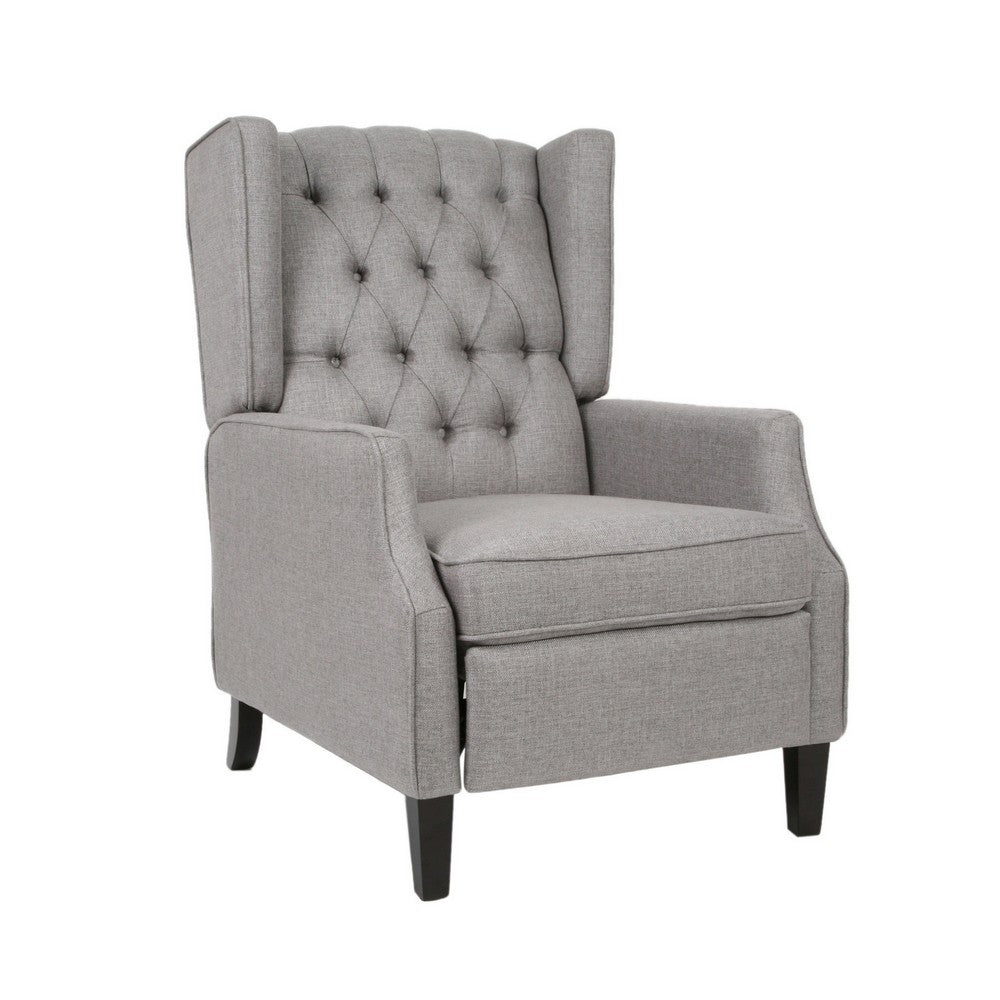 Octa Manual Recliner Chair, Button Tufted Wingback Design, Dark Gray -BM325983