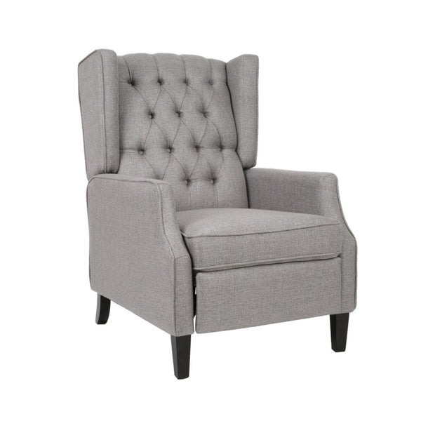 Octa Manual Recliner Chair, Button Tufted Wingback Design, Dark Gray -BM325983