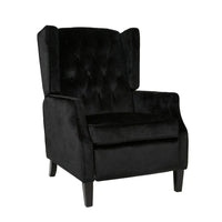 Octa Manual Recliner Chair, Button Tufted Wingback Design Black Velvet -BM325988