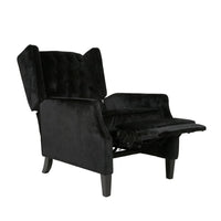 Octa Manual Recliner Chair, Button Tufted Wingback Design Black Velvet -BM325988