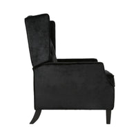 Octa Manual Recliner Chair, Button Tufted Wingback Design Black Velvet -BM325988