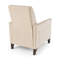 Push Back Manual Recliner Chair, Nailhead Trim Accent, Beige Fabric -BM325989
