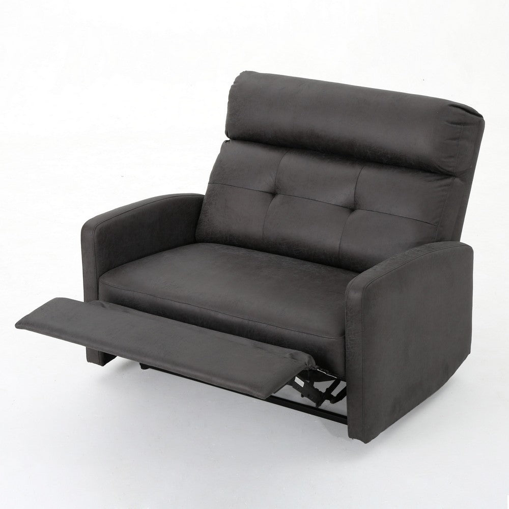 Power Recliner Chair, Oversize Wide Seat, Tufted Slate Gray Microfiber -BM325991