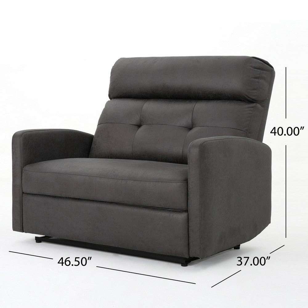 Power Recliner Chair, Oversize Wide Seat, Tufted Slate Gray Microfiber -BM325991