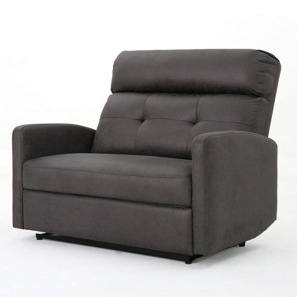 Power Recliner Chair, Oversize Wide Seat, Tufted Slate Gray Microfiber -BM325991