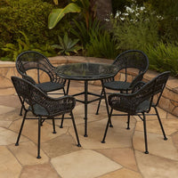 Tee Outdoor Side End Table, 20 Inch Rattan Weave with Glass Top, Gray -BM325994