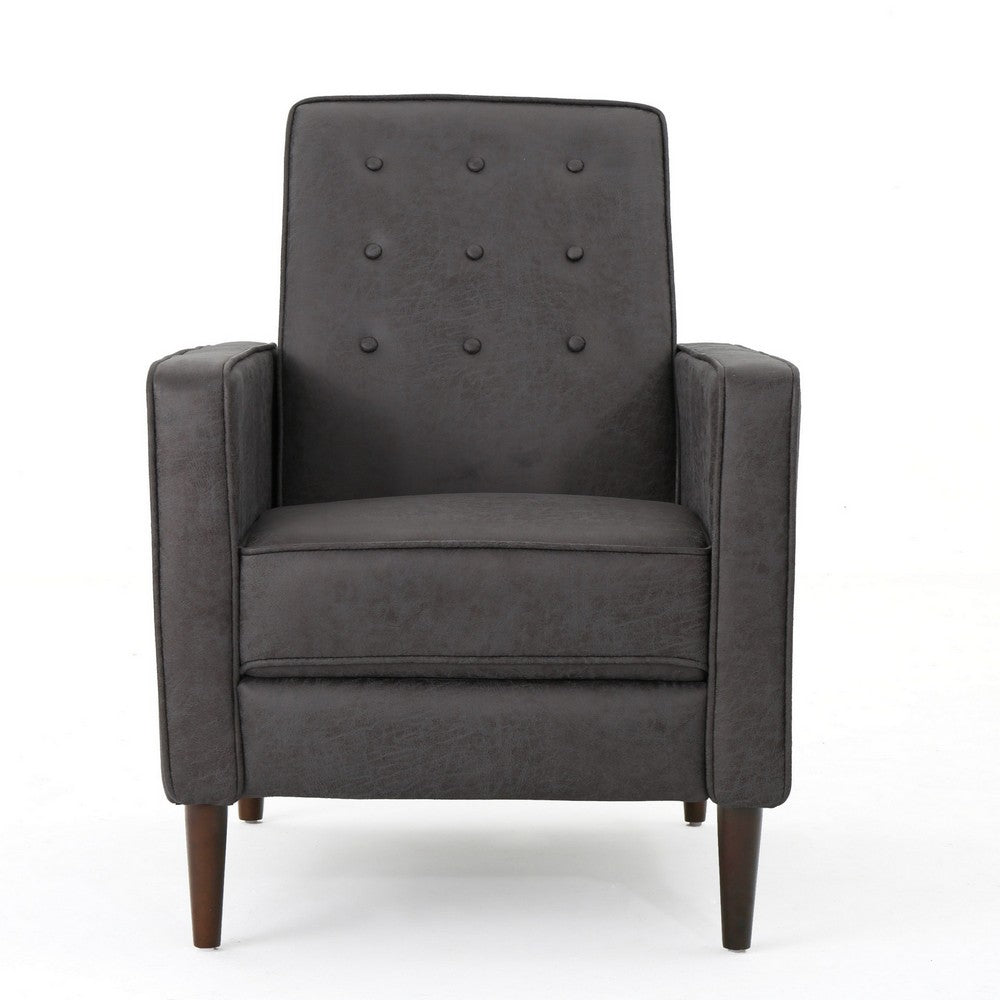 Dupe Manual Recliner Chair, Button Tufted Dark Gray Plush Fabric -BM325995