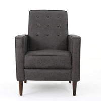 Dupe Manual Recliner Chair, Button Tufted Dark Gray Plush Fabric -BM325995